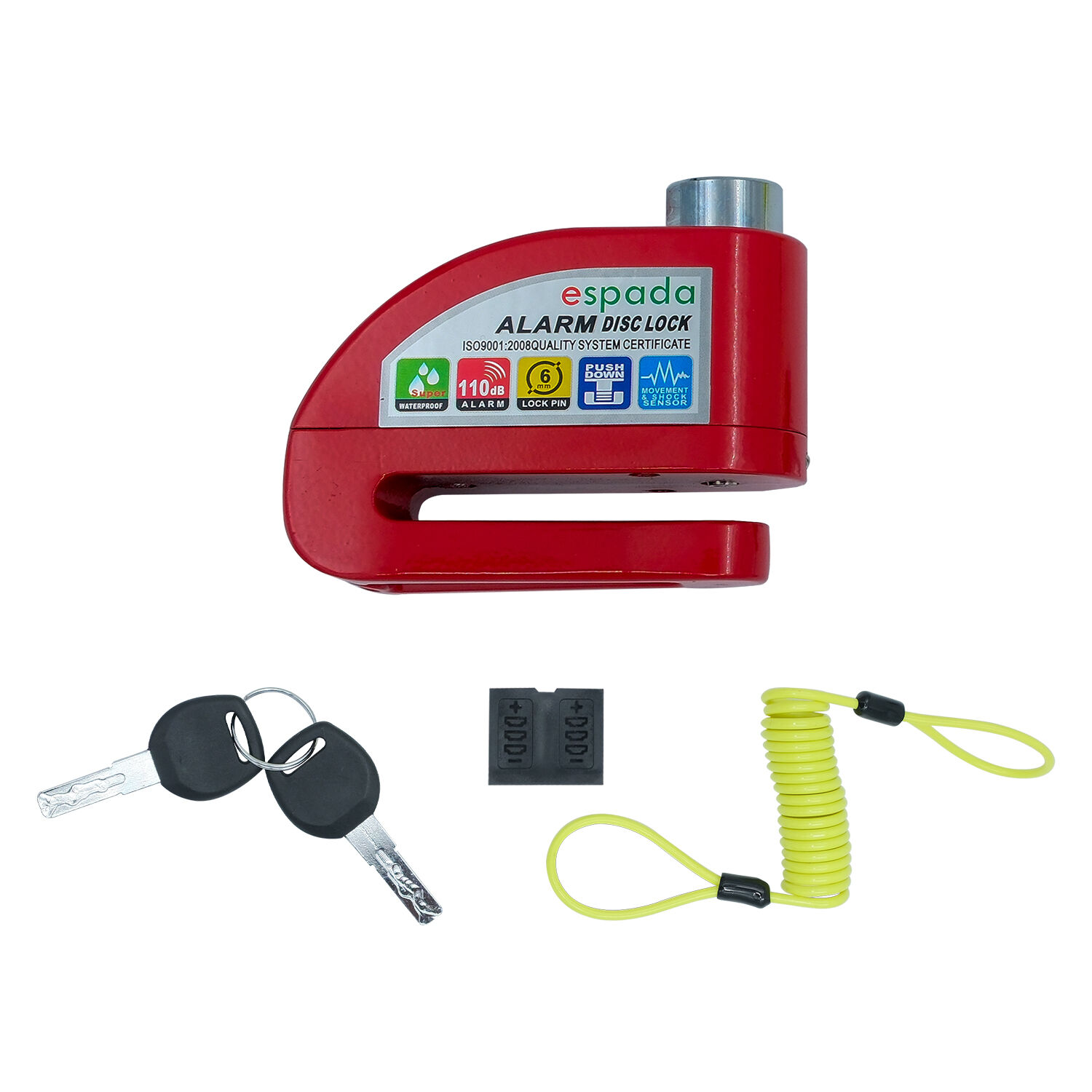 Goup Moto GDSK001 Universal Alarmlı Motosiklet Disk Kilidi Kırmızı